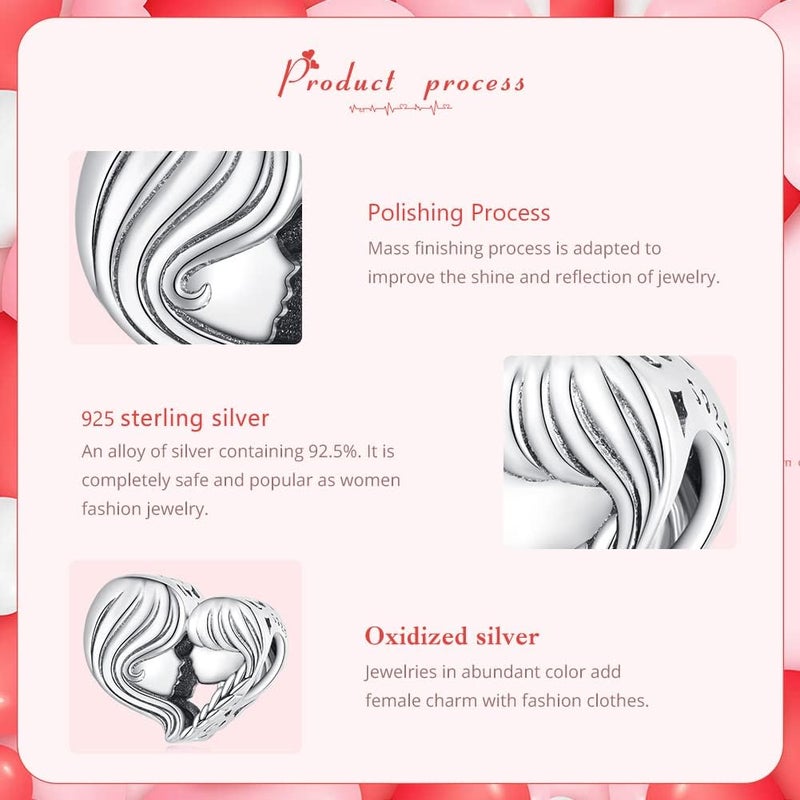 VOROCO Store 925 Sterling Silver Love Heart Charm for Charm Bracelet, Christmas Mother's Day Birthday Perfect Jewelry Gifts for Mom Grandma Daughter Friend Sister - Image 4